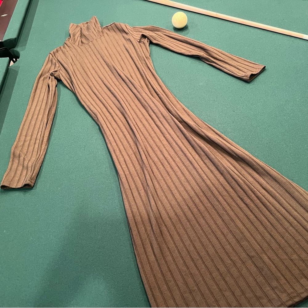 Olive Green Ribbed Bodycon Dress